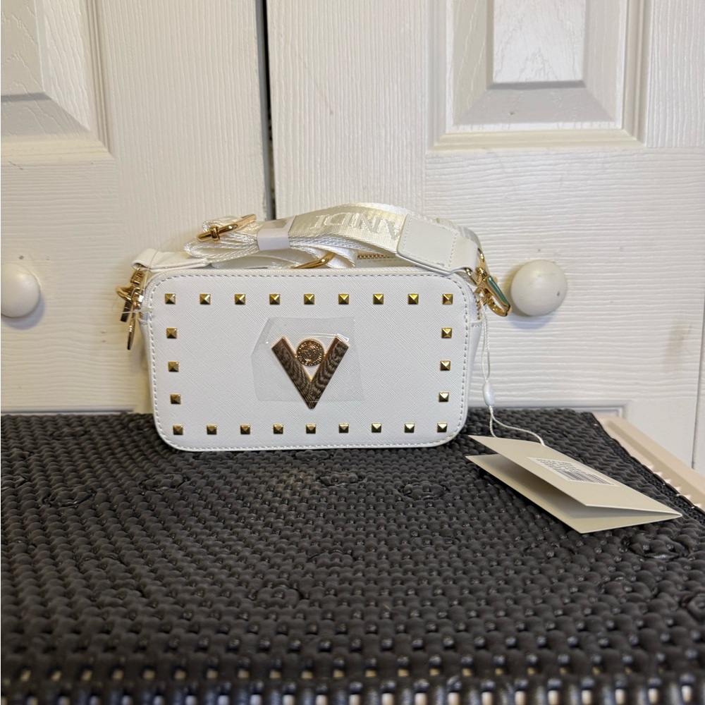 Valentino Orlandi White Crossbody‎ Bag with Gold Accents